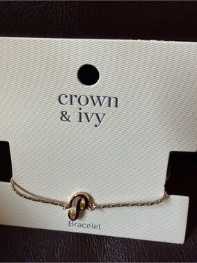 Crown & Ivy Gold Initial P Monogram Bracelet - NWT Retail $20